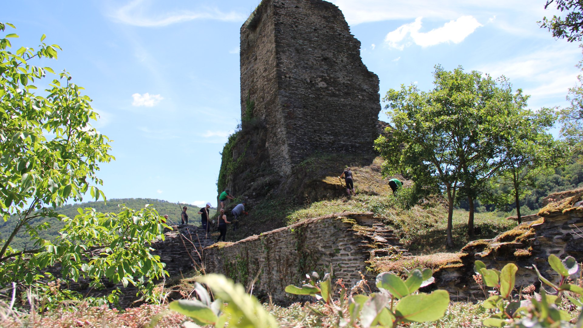 Die Welterbe Volunteers waren auf der Ruine Stahlberg in Bacharach Steeg im Einsatz. | © ZV Welterbe Die Welterbe Volunteers waren auf der Ruine Stahlberg in Bacharach Steeg im Einsatz. | © ZV Welterbe