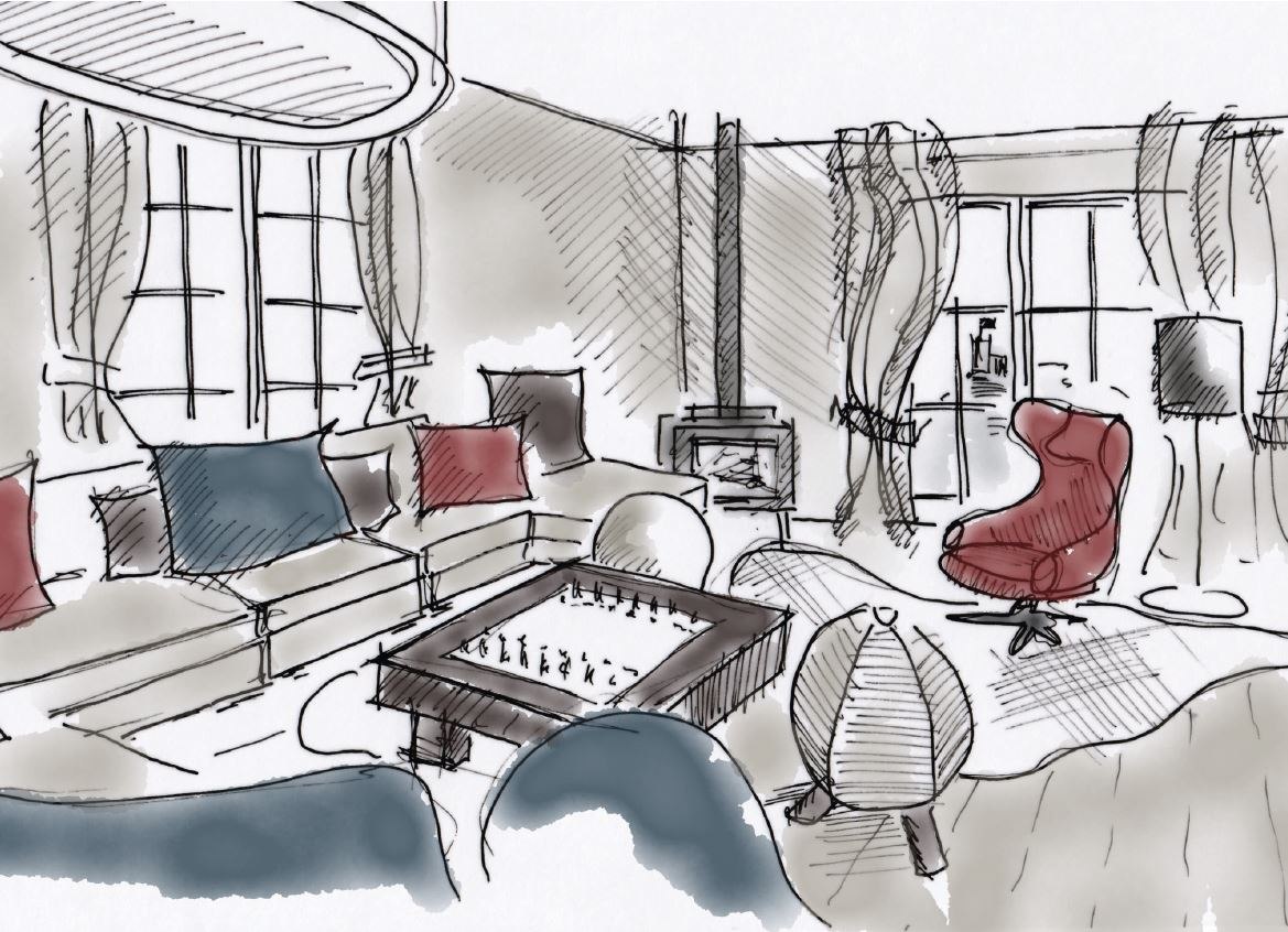 Rheinbetten Skizze-Wohnbereich 2 | &copy; designs for life