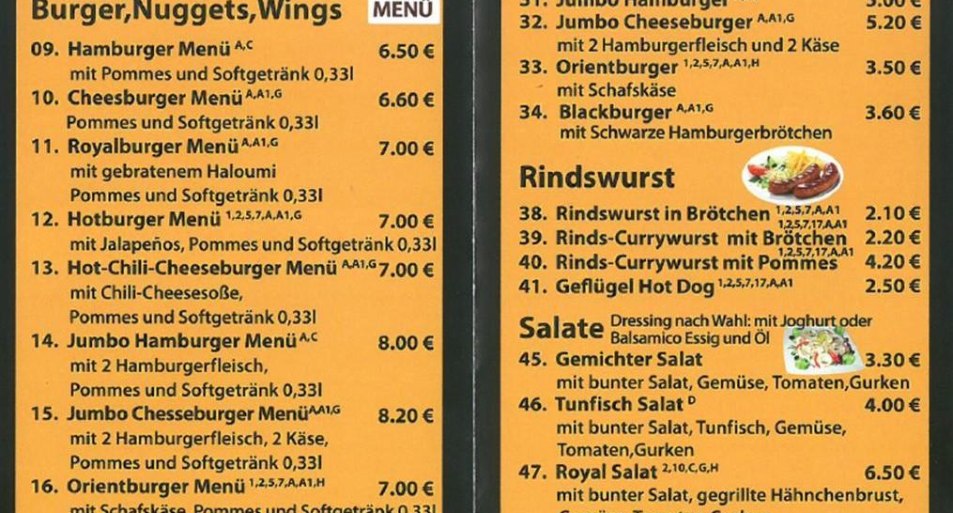 Royal Chicken & Burger Speisekarte S. 2 | &copy; Nabil Alfrij
