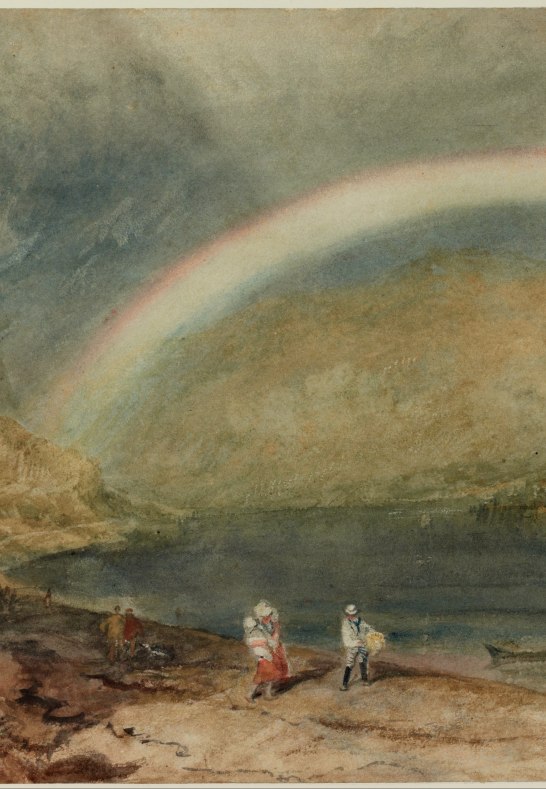 William Turners Aquarell - Blick auf Filsen und Osterspai an Bronzeplatte #5 | &copy; Wikimedia Commons-public Domain